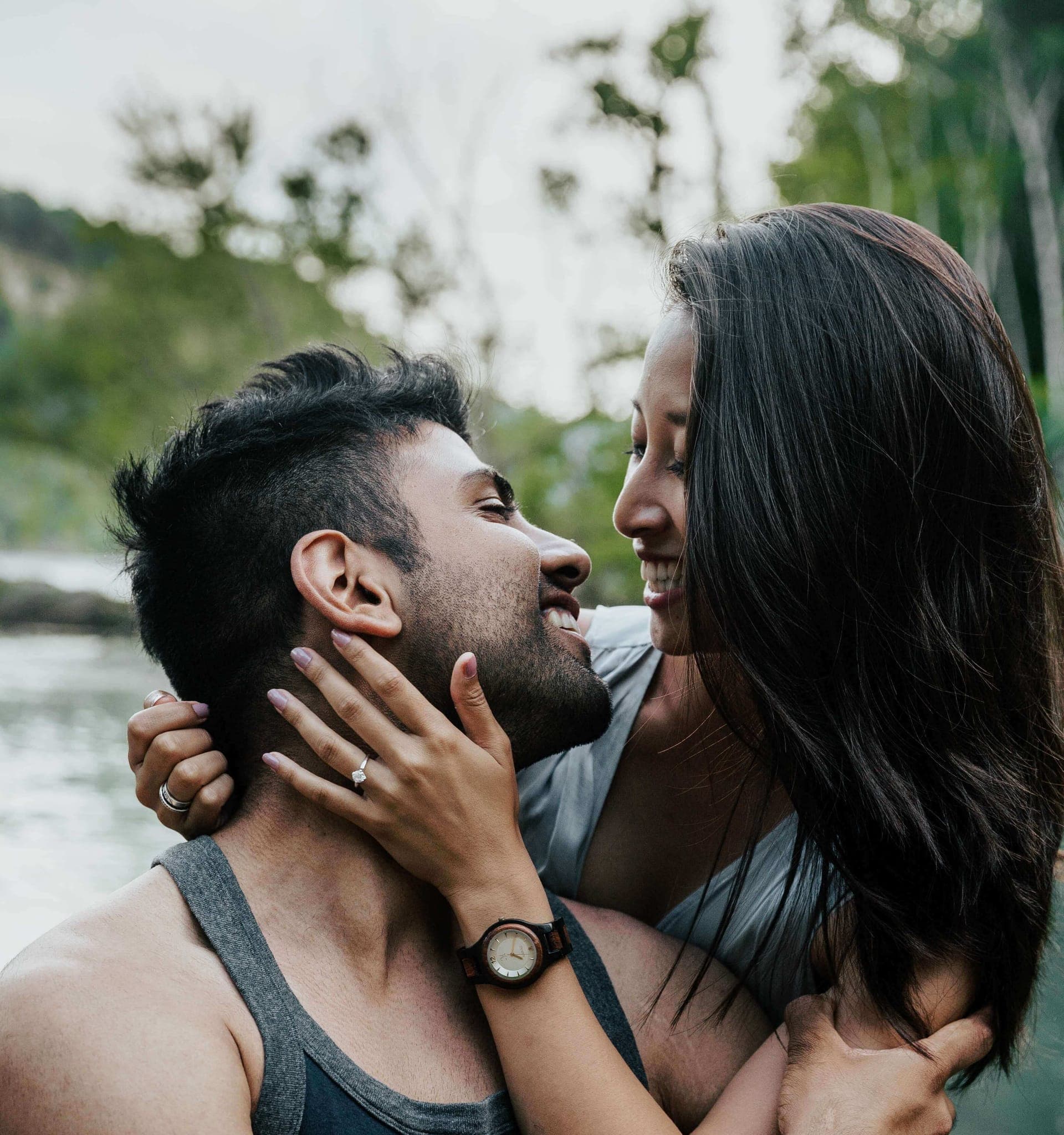 Amir Khela with Samantha Khela by the water